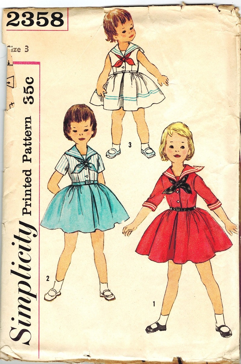 Simplicity 2358 Photocopy of Adorable Vintage 50s Toddler - Etsy