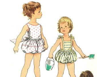 Simplicity 2130 Photocopy of Vintage 50s Adorable Toddlers Playsuit, Bubble Romper, Sunsuit with Emb Transfer Sewing Pattern Sz 1/2, 2, or 3