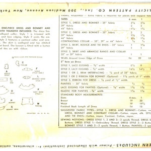 Simplicity 3471 Photocopy of Vintage 50s Super Cute Baby Girls Dress and Bonnet and Panties Scalloped Hem Sewing Pattern Size 1/2 6 mos image 3