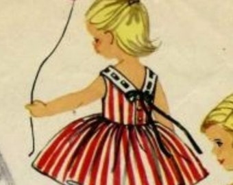 Simplicity 2518 Photocopy of Vintage 50s Toddler Girls Sleeveless Dress with V back Necline and Full Skirt Sewing Pattern Size 1 or 2