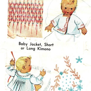 1930s Baby Kimono Sewing Pattern – Embroidery & Smocking Transfer (Photocopy)