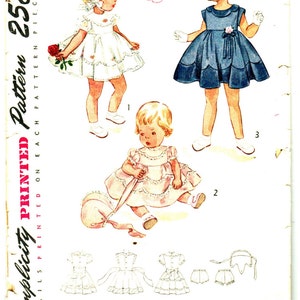 Simplicity 3471 Photocopy of Vintage 50s Super Cute Baby Girls Dress and Bonnet and Panties Scalloped Hem Sewing Pattern Size 1/2 6 mos image 2