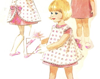 McCalls 7998 Photocopy of Vintage 60s Adorable Mid Century Helen Lee Toddler Girls Dress and Pinafore Sewing Pattern Size 2