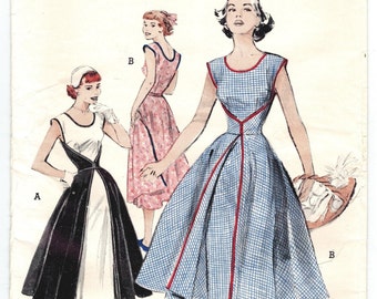 Butterick 6015 Photocopy of Vintage 50s Famous One Piece Wrap Apron Dress - Summer Sundress Sewing Pattern Size 16 Bust 34 or Sz 18 Bust 36