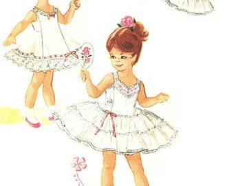 McCall's 2389 Photocopy of Vintage 60s Gorgeous Little Girls Bouffant Slip/Petticoat -Ruffles, Beading, Lace - Sewing Pattern Size 3 or Sz 4