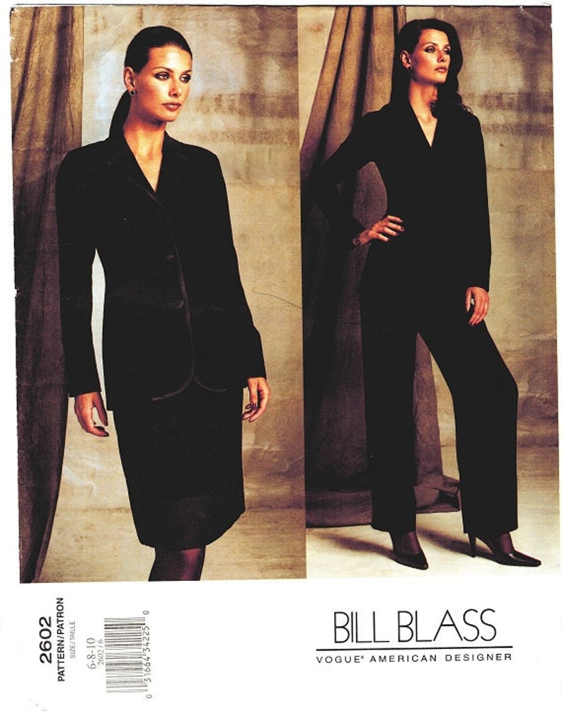 Vogue 2602 UNCUT Vogue American Designer Bill Blass Petite Misses' Suit Jacket, Skirt and Pants Sewing Pattern Size 6-8-10 Bust 32 image 3