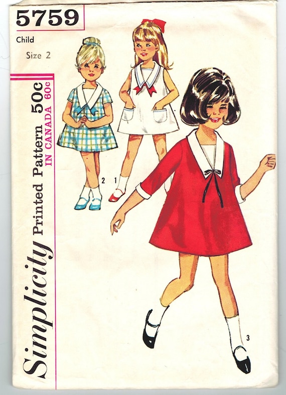 Simplicity 5759 Photocopy of Vintage 60s Mad Men Toddler Girls