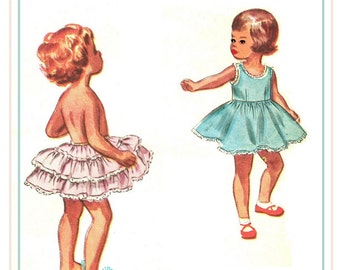 Simplicity 3296 Photocopy of Twirly Vintage 50s Girls Circle Slip, Camisole, Ruffled Petticoat & Panties Sewing Pattern Size 2 or Size 4