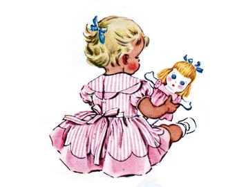 McCall's 1741 Photocopy of Vintage 50s "Goldilocks" Toddler Girls Story Book Dress and Matching Stuffed Doll Sewing Pattern Size 2