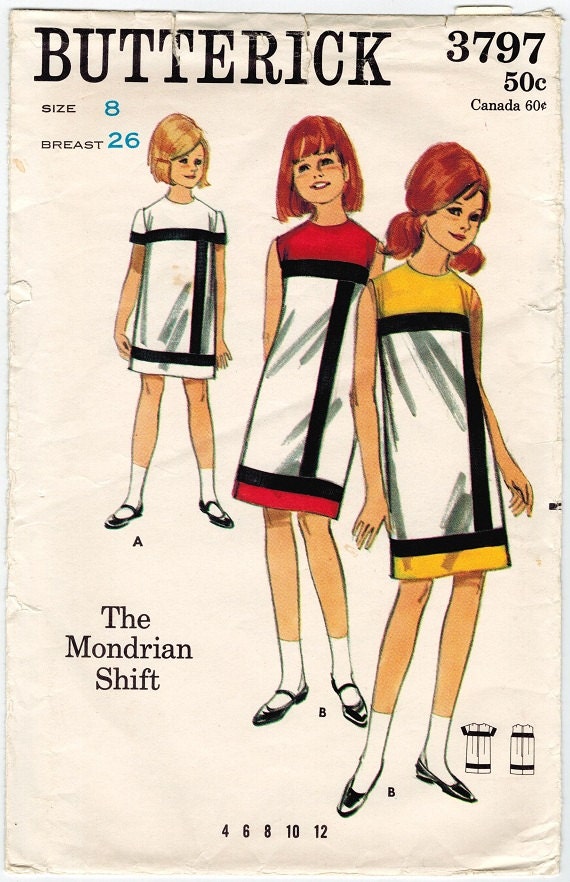 Butterick 3797 Photocopy of Vintage 60s Mondrian Shift Dress