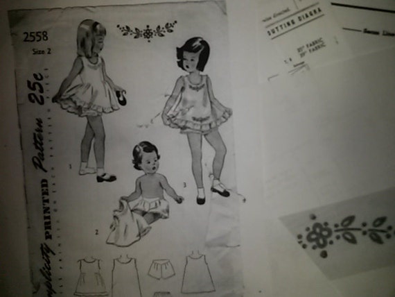 Vintage 40s Toddler Slip and Panties Sewing Pattern, Embroidery