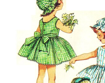 Simplicity 3984 Photocopy of Vintage 1960s Cute DRESS & HAT Sewing Pattern With Transfer Size 3