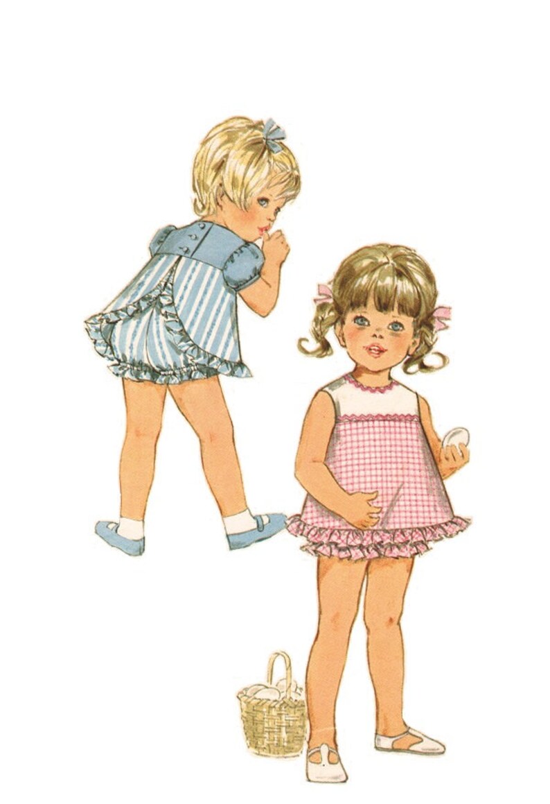 Butterick 5670 Photocopy of Vintage 60s Toddler Girl's Adorable SunSuit Dress & Bloomers - Panties w/ Ruffles Sewing Pattern Size 1 B 20 