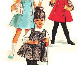 Photocopy McCall's 6937 Vintage 60s Super Cute Little Girls Flared A Line Dress Sewing Pattern Size 3