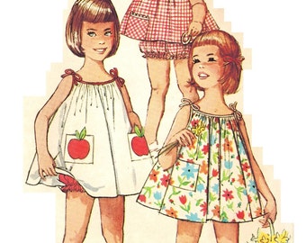 Simplicity 5006 Photocopy of Vintage 60s Super Cute Toddler Girls Dress, Top and Panties with Transfer Included Sewing Pattern Size 3