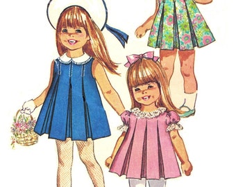 Simplicity 7561 Photocopy of Vintage 60s Super Adorable Toddler Girl's Sun or Party Dress - Inverted Pleats - Sewing Pattern Size 2