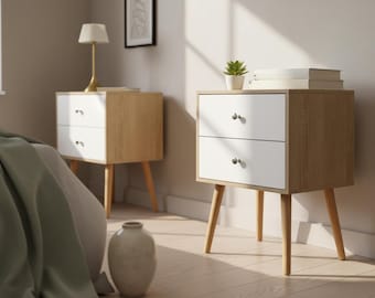 Wooden Nightstand Set of 2, Bedside Table, Living Room Side Table, Mid Century Nightstand, Display Stand, Modern Furniture Bedroom Decor