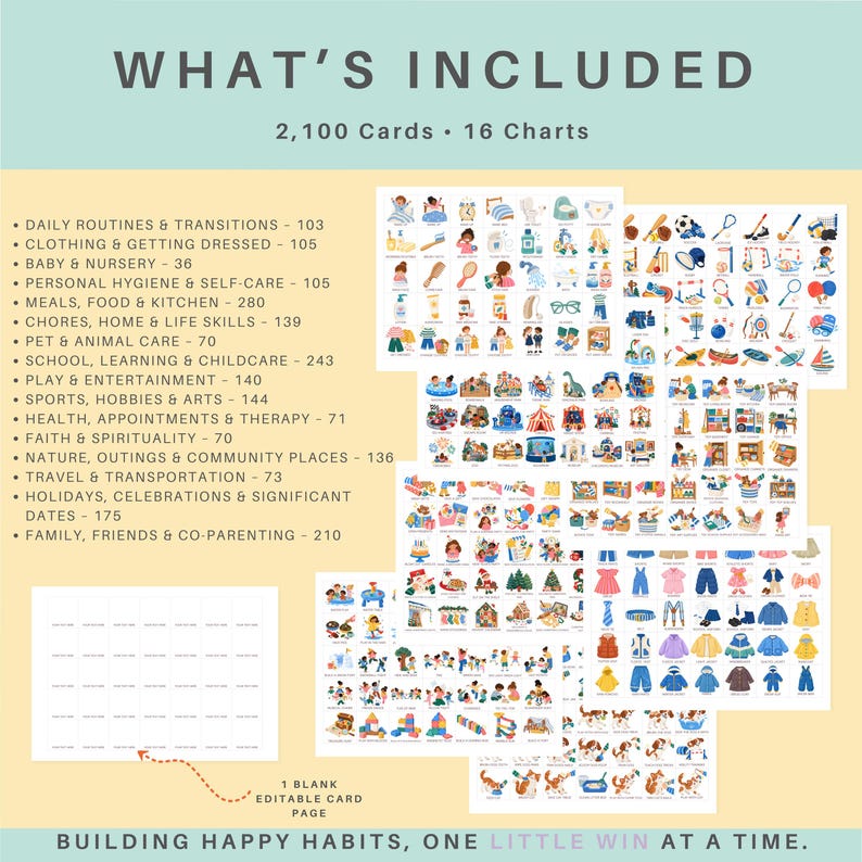 Daily Routine Cards Kids Visual Schedule 2100 Editable Routine Cards ...
