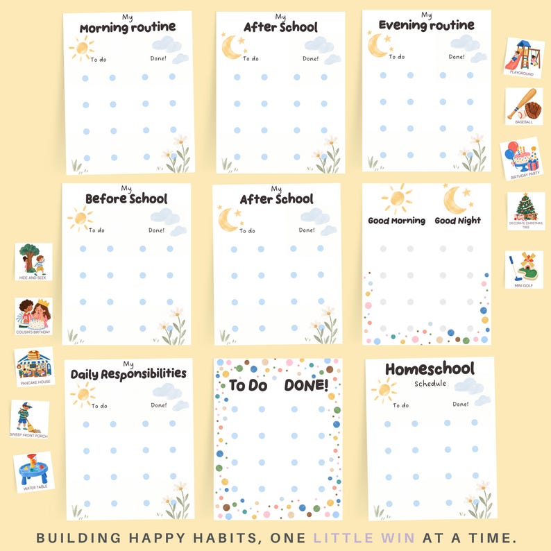 Daily Routine Cards Kids Visual Schedule 2100 Editable Routine Cards ...