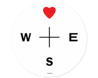 Northling™ North Heart Compass Round Sticker - Indoor\Outdoor