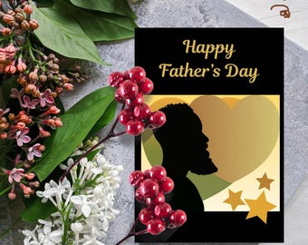 Biglietto di auguri stampabile per la festa del papà afro, biglietto di auguri per papà nero