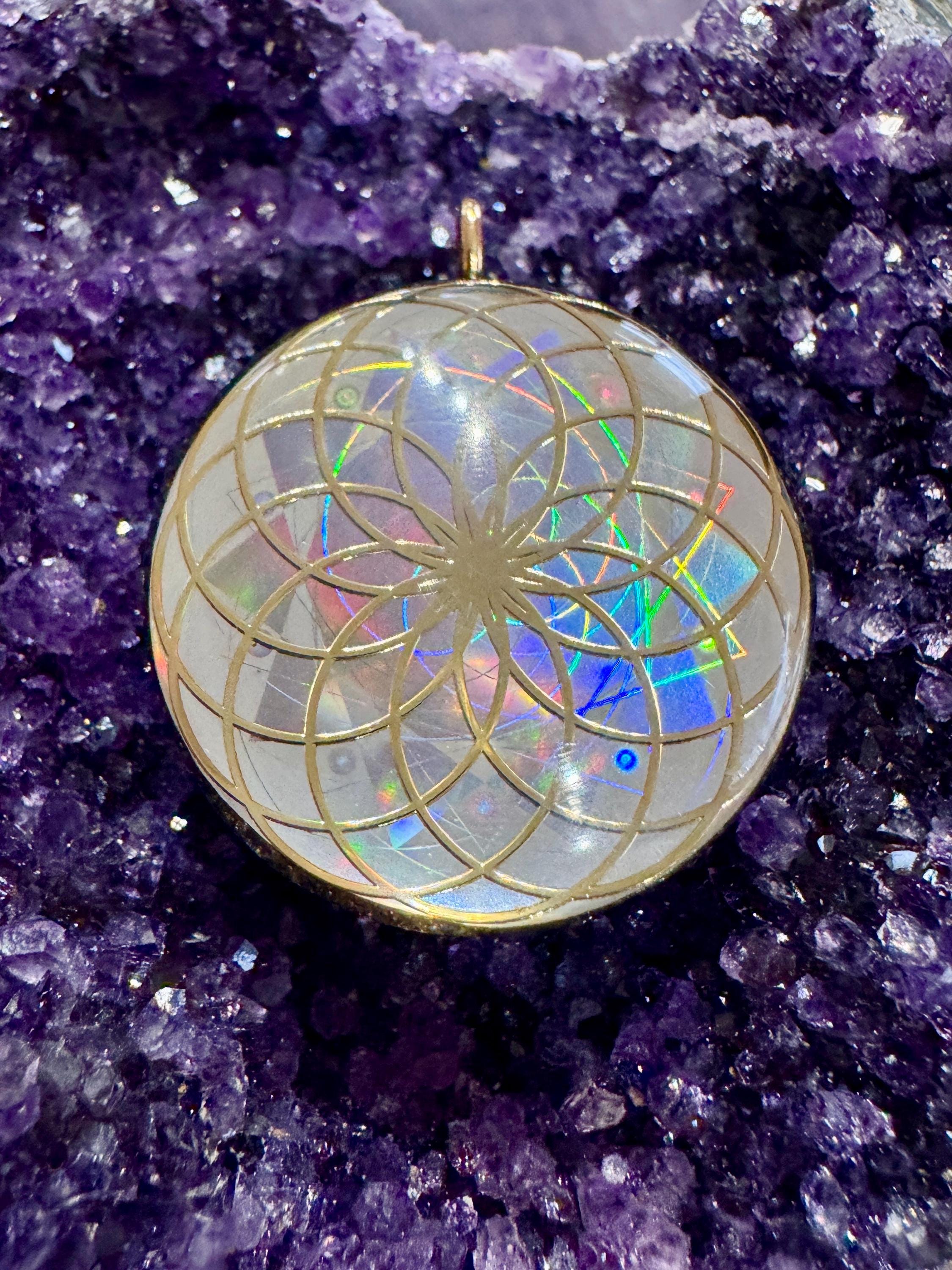 Lotus of Life Sacred Geometry Holographic Orgone Vortex Tesla Orgonite ...