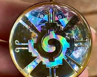 Hunab Ku- Sacred Geometry Holographic Orgone Tesla Pendant- EMF Blocker - Chakra Balancing - FREE Necklace - Hand Made