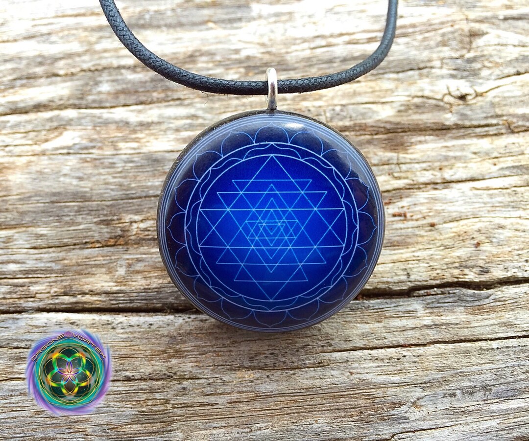 Blue Sri Yantra Mandala Orgone Vortex Tesla Orgonite Pendant- EMF ...