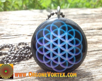 Purple Dream - Flower of Life - Sacred Geometry - Orgone Tesla Pendant- EMF Blocker - Chakra Balancing - FREE Necklace - Hand Made