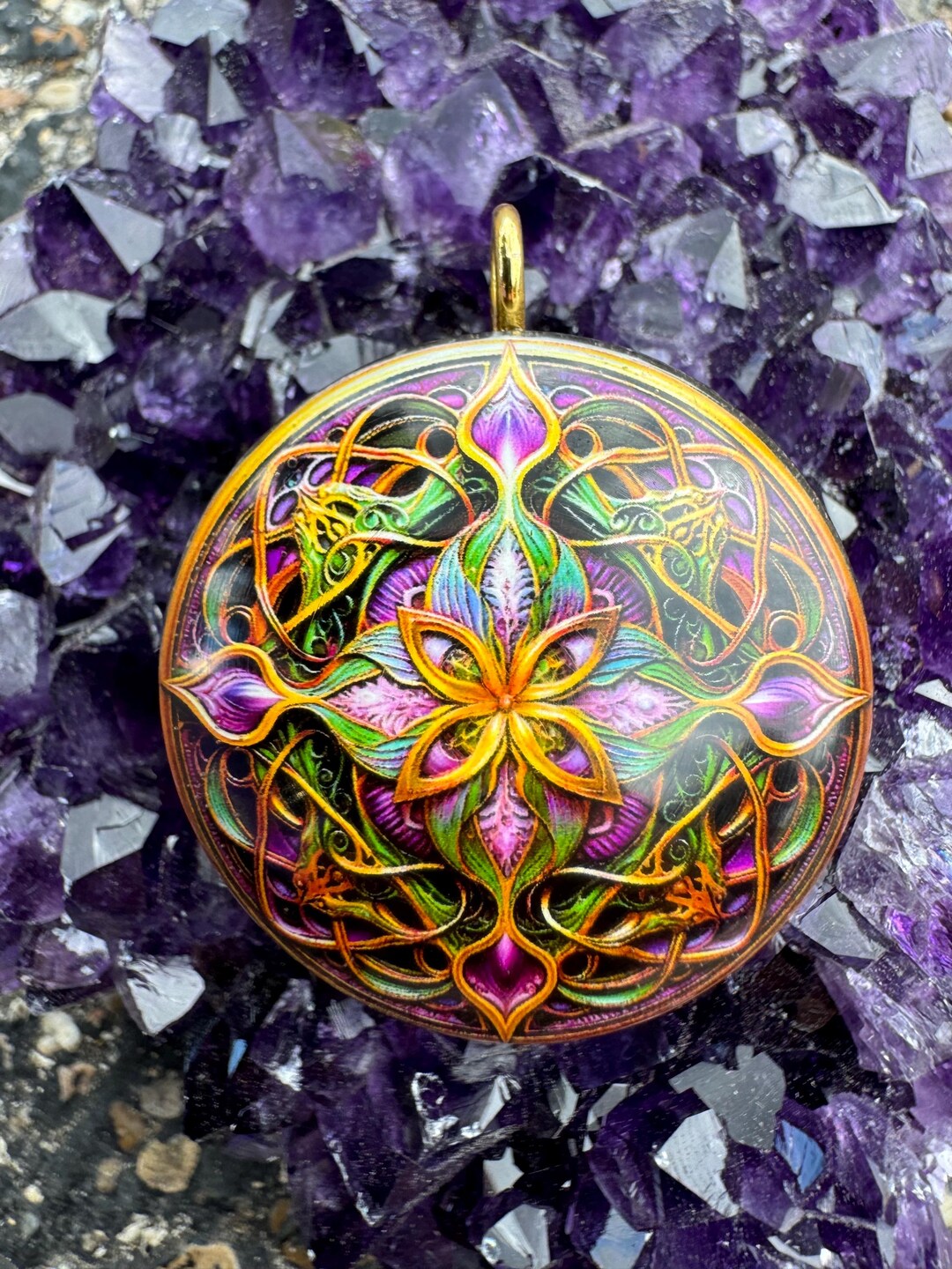 Sacred Floral Series - Orgone Vortex Tesla Orgonite Pendant - EMF ...