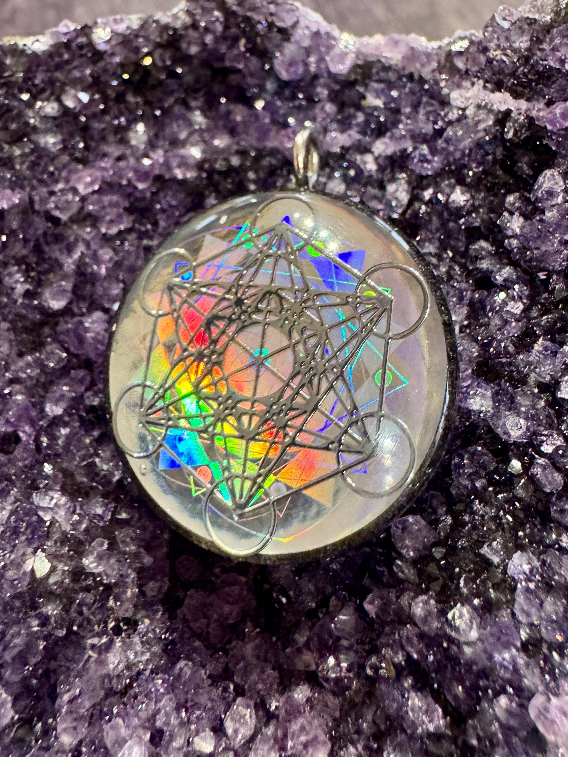 Metatrons Cube Sacred Geometry Holographic Orgone Vortex Tesla Orgonite ...