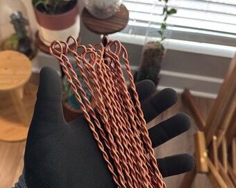 Estacas de cobre retorcidas a mano / Soporte para plantas de jardín, diseño en espiral para electrocultivo