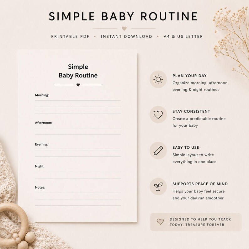 Baby Routine Printable PDF, Daily Baby Schedule Planner, New Mom ...