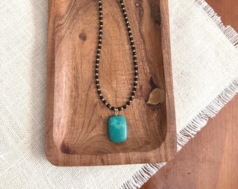 Teal Stone and Black Agate Elegant Jaguar  Statement Necklace, Handmade Game Day Jewelry