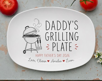Personalized Daddy's Grilling Platter, Custom Dad BBQ Serving Plate