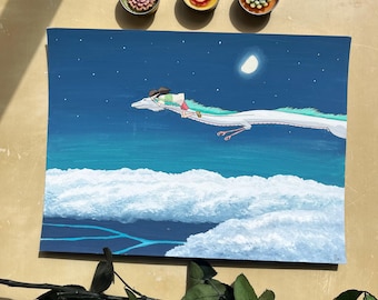 Original gouache painting - Chihiro and Haku