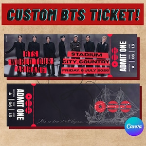 Bts Digital Editable Tickets - Etsy