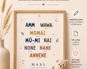 Personalized First Words Poster | Words Poster for Kids | 2nd Birthday Gift | Nursery Poster | Toddler Keepsake | PDF