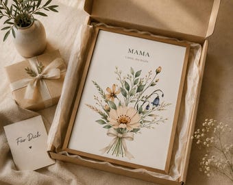 Poster Set Mom Dad Grandma Grandpa | Floral Family Poster | Gift for Mom | Gift for Grandma | Printable | Digital Download | Botanical Wall Decor