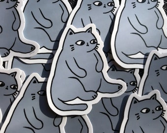 Existential Sitting Fat Cat Vinyl Sticker