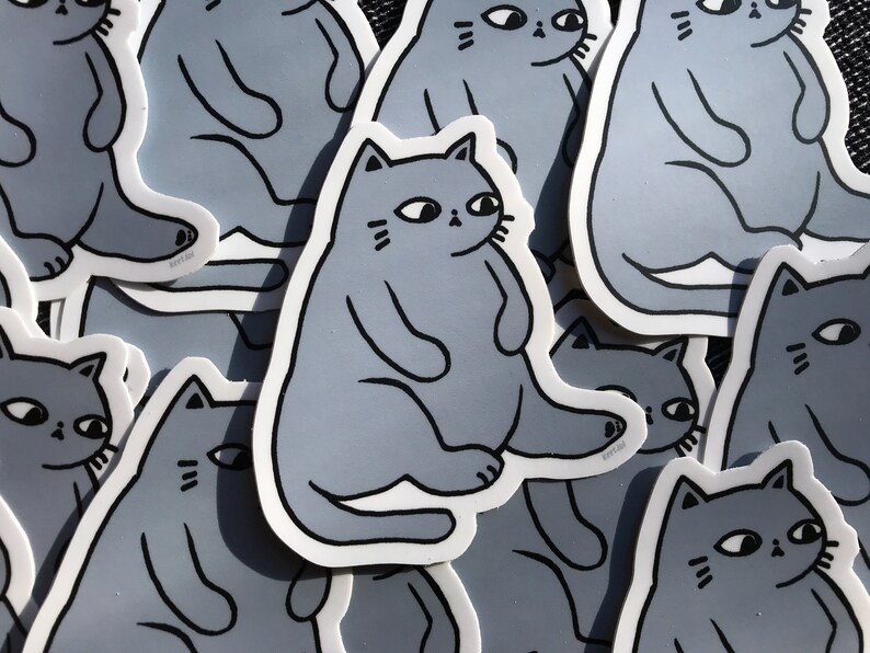 Existential Sitting Fat Cat Vinyl Sticker image 1