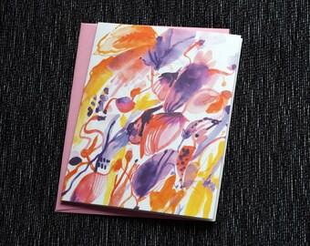 Wild Flowers Abstract Blank Correspondence Notecard