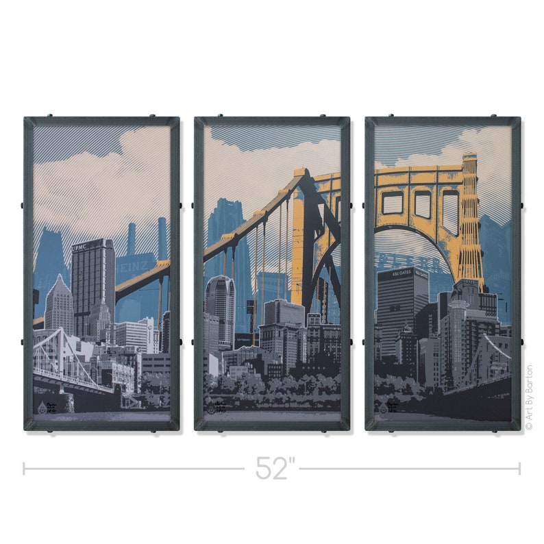 Pittsburgh Triptych Framed Art Pittsburgh Art Three Etsy
