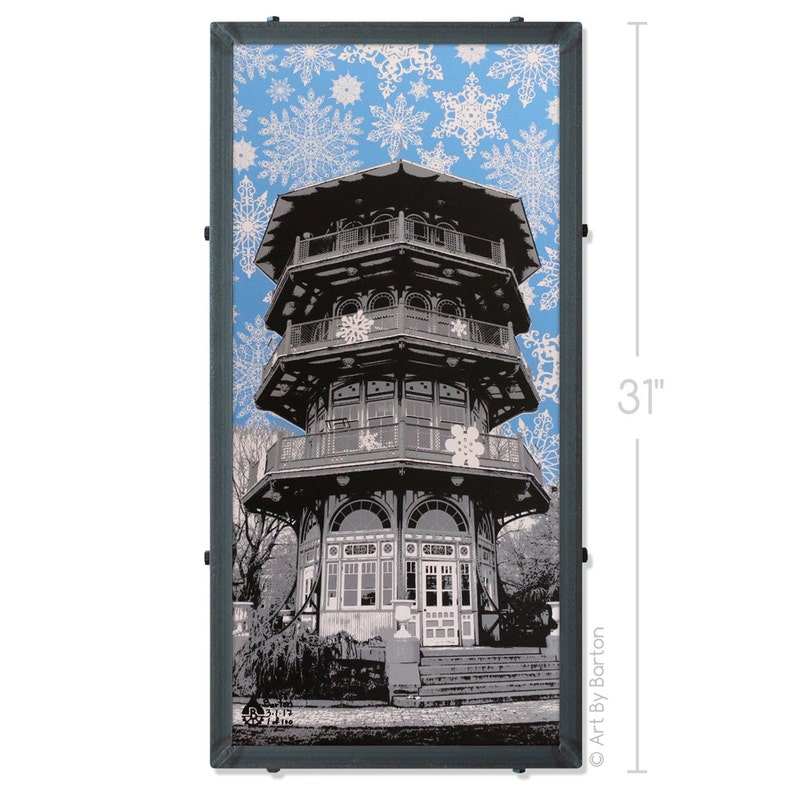 Winter Pagoda Baltimore Framed shops Silkscreen Print