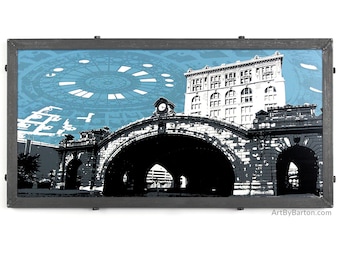 Penn Station Framed Silkscreen Print, Pittsburgh, PA