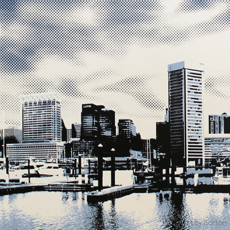 Baltimore Art Baltimore Skyline Art Maryland Wall Art | Etsy