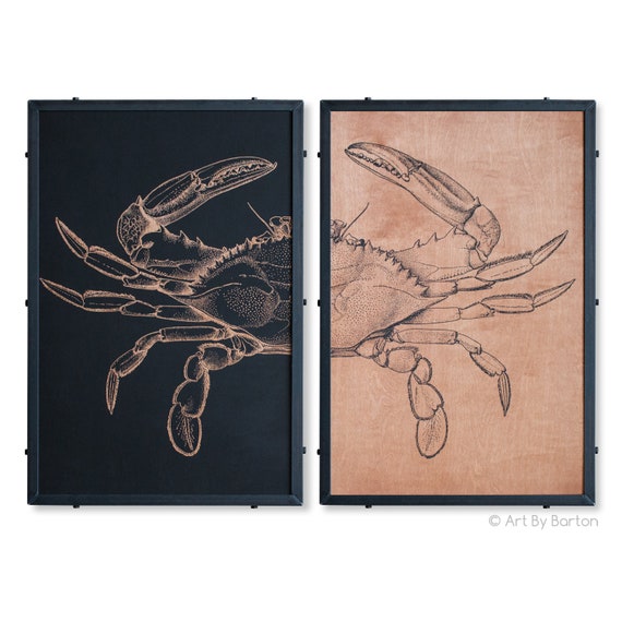 Crab Artwork Diptych Art Crab Diptych Beach Decor Etsy