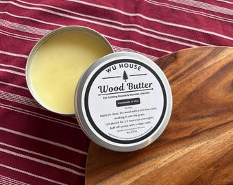 Wood Butter for Cutting Boards and Wooden Utensils | Food Safe Mineral Oil & Beeswax Conditioner Handmade in USA