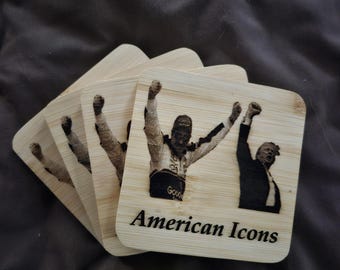 Bamboo Drink Coasters: Earnhardt Trump American Icons Set (4 Inch)