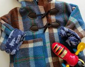 size2 jongens jas duffle jas jongens jas jongen cadeau upcycled deken warme wol jas houthakker toggle jas winter jas blauw selectievakje vacht